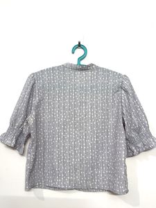 Stylish Grey Polka Dot Blouse