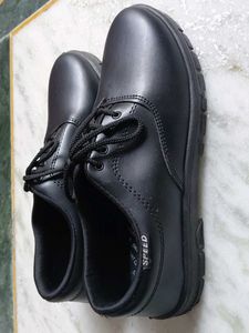Black Leather Lace-Up School Shoes
