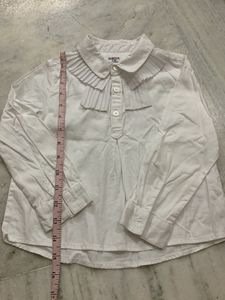 Elegant White Pleated Collar Blouse