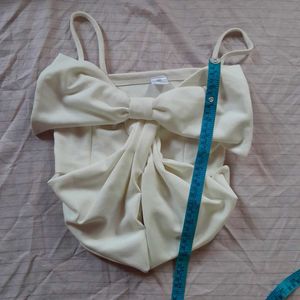 Cream Bow Detail Crop Top