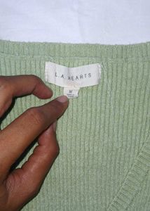 Light Green V-Neck Knit Vest Top