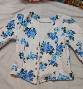 Floral Print White Jacket