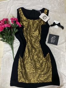 vintage sequins black dress