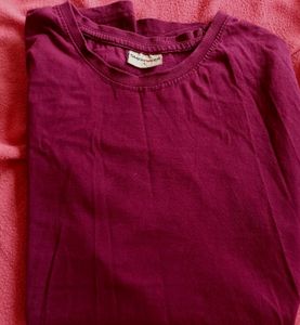 maroon t shirt size-L 42cms