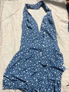 Floral Halter Backless Sundress Romper
