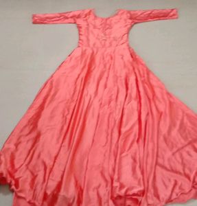 Orange Full Party Wear Gown With Pant &amp;shall