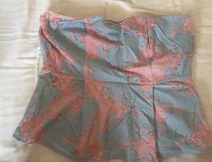 Cover Story Strapless Lace Floral Peplum Top