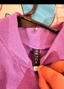 Stylish Purple Cut-Out Long Sleeve Top