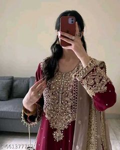Elegant Red Sharara Suit Set
