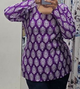 Vibrant Purple Block Print Kurta