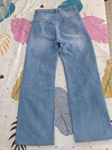 Ripped Knee Wide Leg Jeans