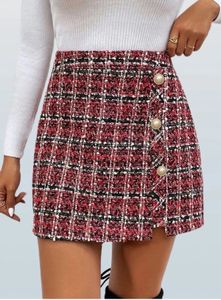 Chic Plaid Mini Skirt,size (M), 30