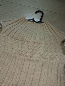 Cream Knit Sweater with Lace Sleeves