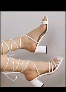 White Lace-Up Heels