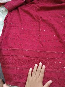 Embellished Red Kurta