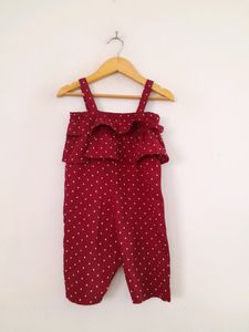 Maroon Printed Jumpsuit (Girl's)