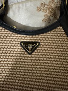 Prada Cleo Raffia leather Shoulder Bag