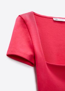 Chic Pink Square Neck Crop Top