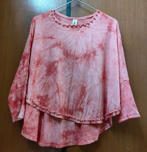Boho tie-dye top with beaded details