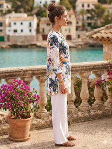 V-Neck Floral Print Tunic Top