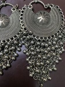 Oxidized Silver Jhumka Earrings