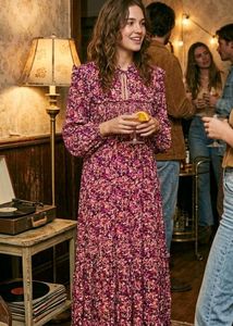 Boho Floral Print Maxi Gown