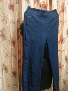 Stylish Blue Denim Button Pants