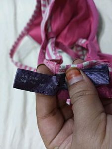 💛 Pink &amp; Gray Striped Bra