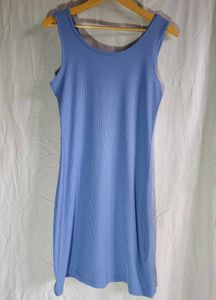 Sleek lavender Ribbed Sleeveless Dress