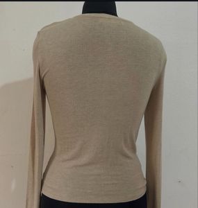 MANGO Ruched Long Sleeve Top