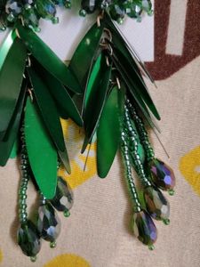 Statement Green Beaded Earrings