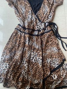 Y2k vintage leopard print dress