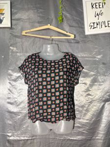 Printed Round Neck Short Sleeve Top