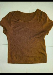 Brown Cut-Out Sleeveless Top