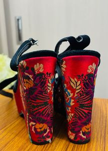 Boho Wedge Heels with Floral Design