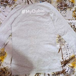 Grey Long Sleeve offshoulder top with Camera Print