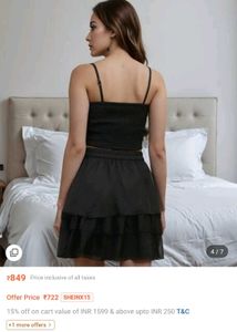 Cute Strapless Smocked Layered Crop Top with Skirt