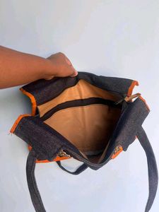 Embroidered Denim Shoulder Bag