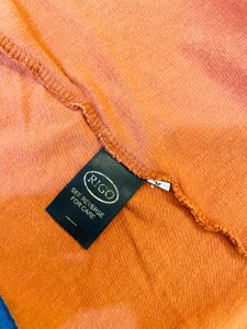 Orange Ruched Drawstring Crop Top