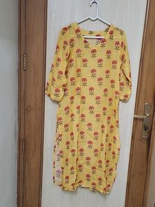 Yellow Floral Print Kurta and churidar