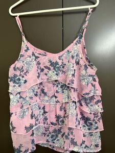Pink Floral Tiered Camisole Top
