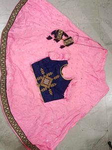 Pink &amp; Navy Embroidered Lehenga Choli for 11 yrs g