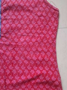 Pink Printed Sleeveless Kurta