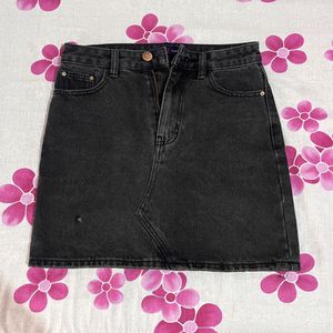 Black Denim Mini Skirt