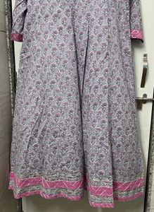 Elegant Grey &amp; Pink Block Print Kurti