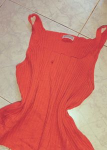 Vibrant Red Ribbed Tank Top