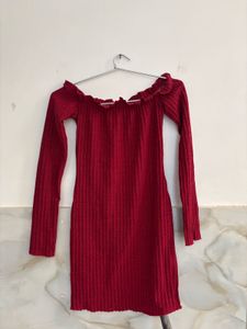 Off-Shoulder Ribbed Bodycon Dress