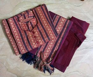 Beautiful Striped Buti Work Kurta Set