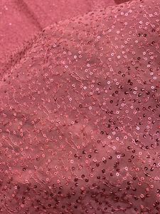 Pink Embellished Sequinned Poly Georgette Saree