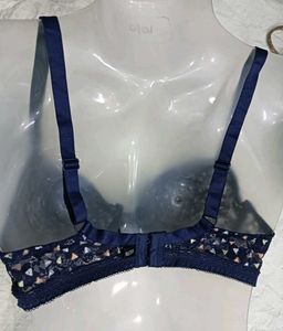 Navy Blue Triangle Print Bra 🤎